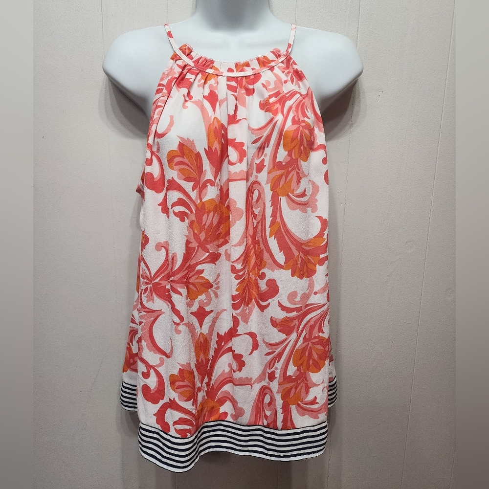 New York & Co 7th Avenue Halter Top Medium Multicolor Sleeveless Summer B628